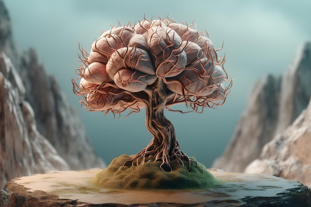 의학 연구를 위한 뇌의 삽화