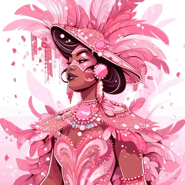 illustration Brazil Carnival in pink