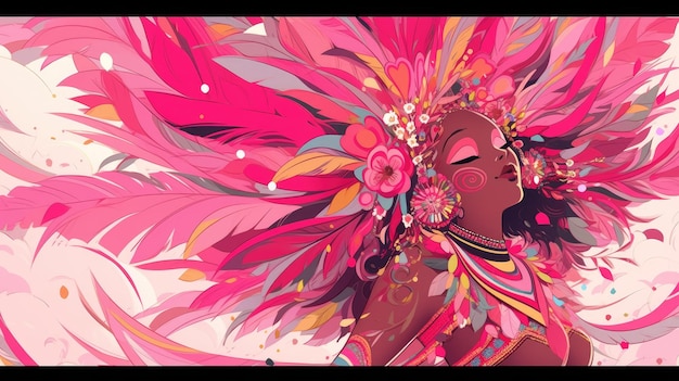 illustration Brazil Carnival in pink