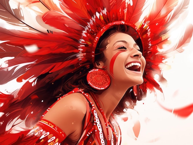 illustration Brazil Carnival in red