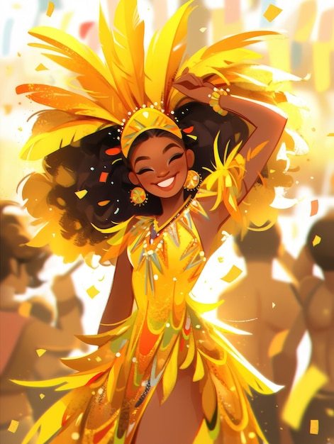 Photo illustration brazil carnival in yellow