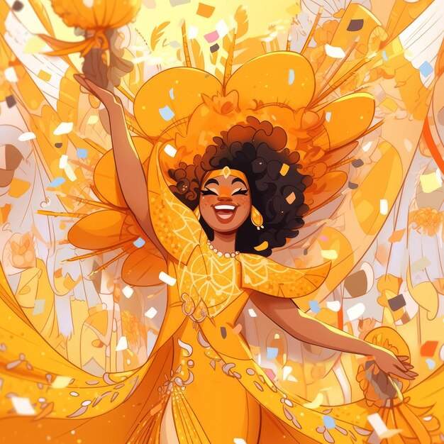 Иллюстрация Карнавал в Бразилии желтым цветом
