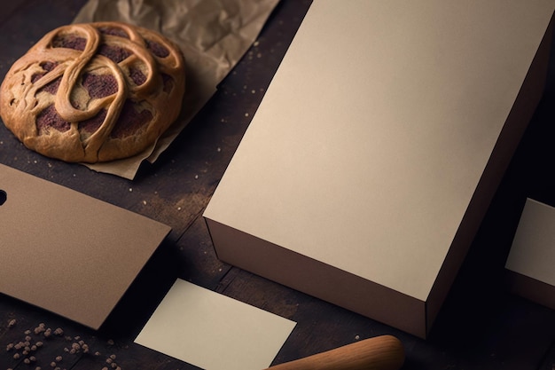 Illustration of bread branding mockup AI generation