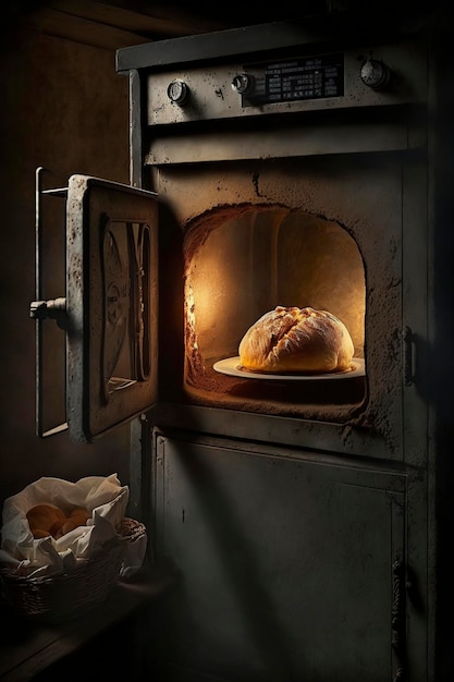 Foto illustrazione pane nel forno generativo ai