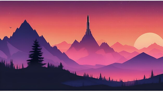 Photo illustration of a breathtaking sunset over a mountain range