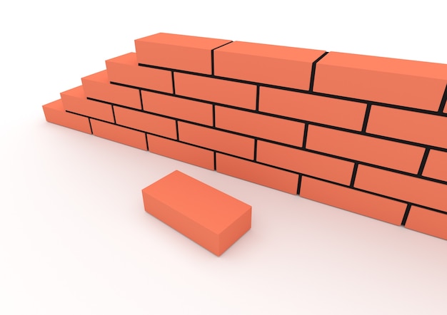 Illustration of brick wall. Concept of building and construction