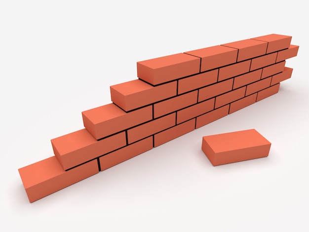 Illustration of brick wall. Concept of building and construction.