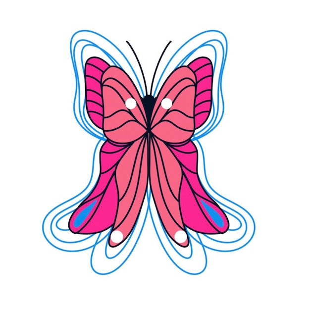 白い背景の明るい蝶のイラスト