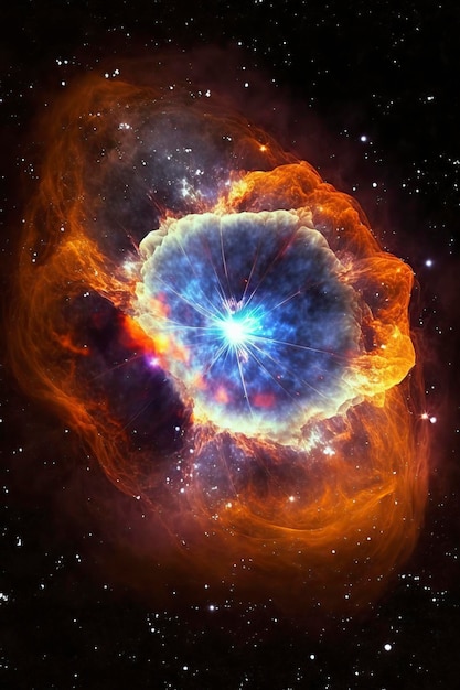 Foto illustrazione l'esplosione di una supernova luminosa distante nebulosa generativa ai