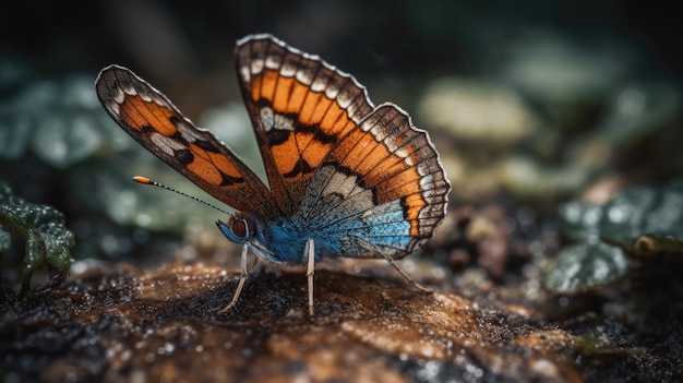 illustration of a brown butterfly in the forest