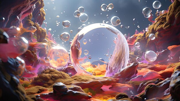 Photo illustration of bubbles floating in the air