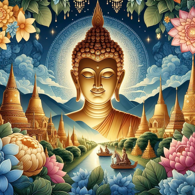 Illustration for buddha purnima or vesak day