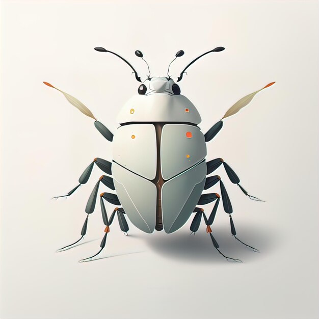 Illustration of a bug on a white background with soft shadow ai generative