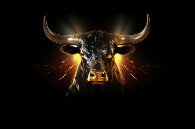 Иллюстрация головы быка, похожая на символ, представляющий тенденции финансового рынка криптовалютного рынка