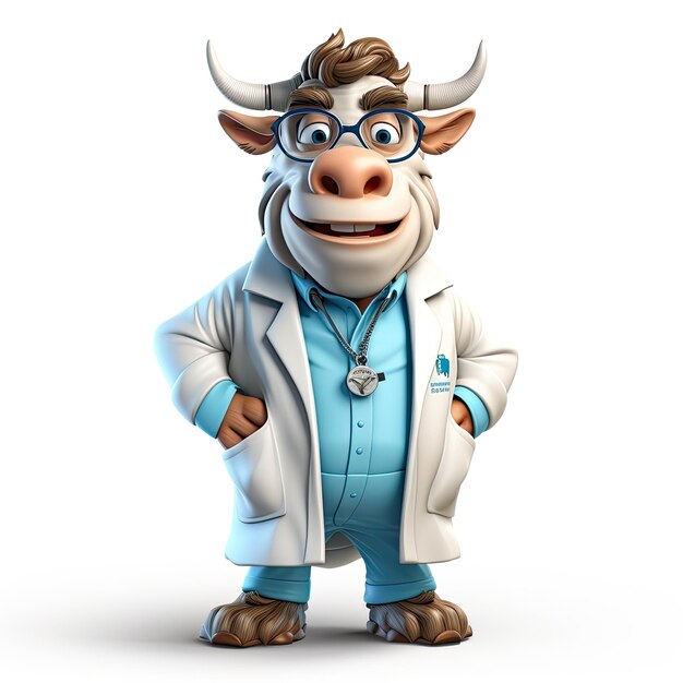 Photo illustration bull medical uniform