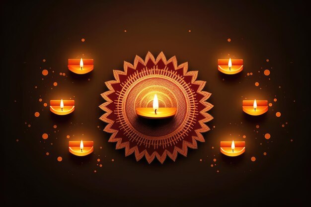 Illustration of a burning candle of diya dedicated to Happy Diwali the meaning of Diwali Fur Coats with a beautiful background Indian holiday