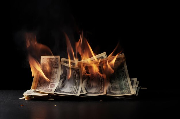 Illustration of burning money