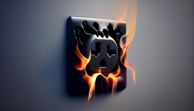 Illustration of a burning power socket