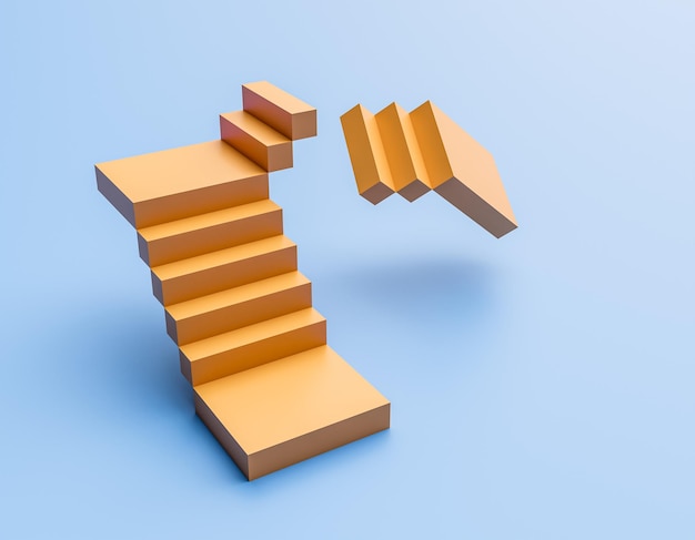 Illustration of business crisis fallen step on the staircase symbol of bankruptcy riskdownfall