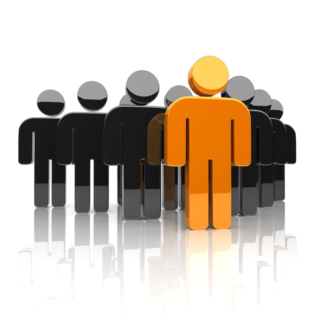 Photo illustration of business team with leader character