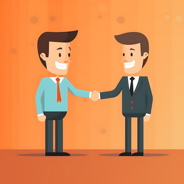 illustration of businessman shaking hands with a satisfied client