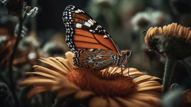 Illustration of a butterfly perched on a flower beautiful flower