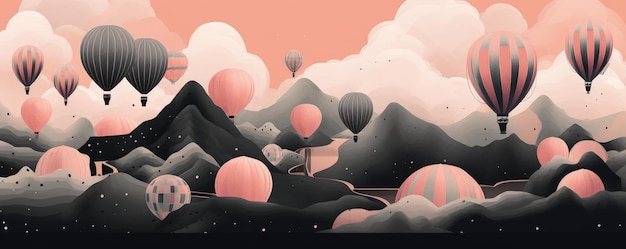 Illustration by light color pastel and black stroke of a landing page for website Generative Ai