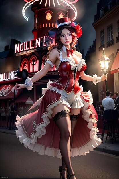 Photo illustration of a cancan dancer