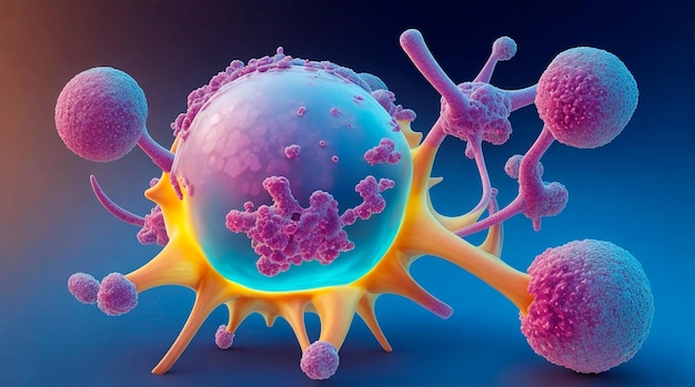 Photo illustration of cancer cells destroying good cells in the body