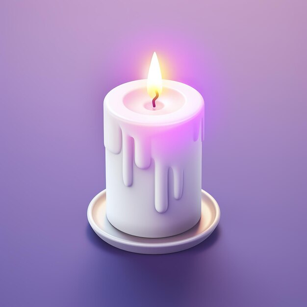 Illustration of candle icon isometric view white acrylic white background