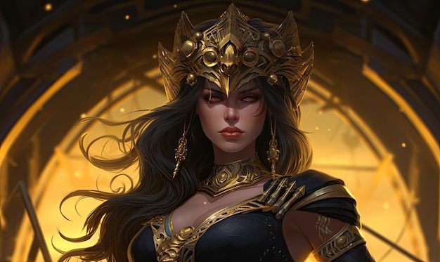 The illustration captures the essence of the goddess Ishtar, radiating power and majesty.