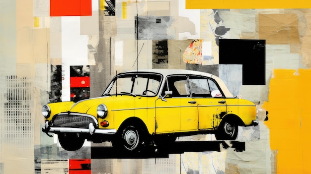 illustration of a car collage abstract