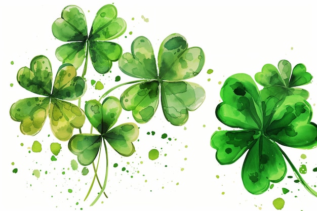 Illustration card of fresh and green clover leaves on background St Patricks Day concept