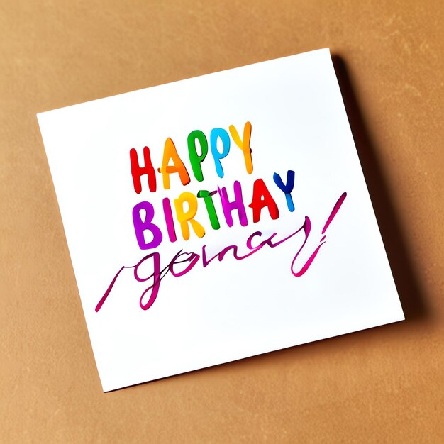 Photo illustration of card with the text happy birthday balloons