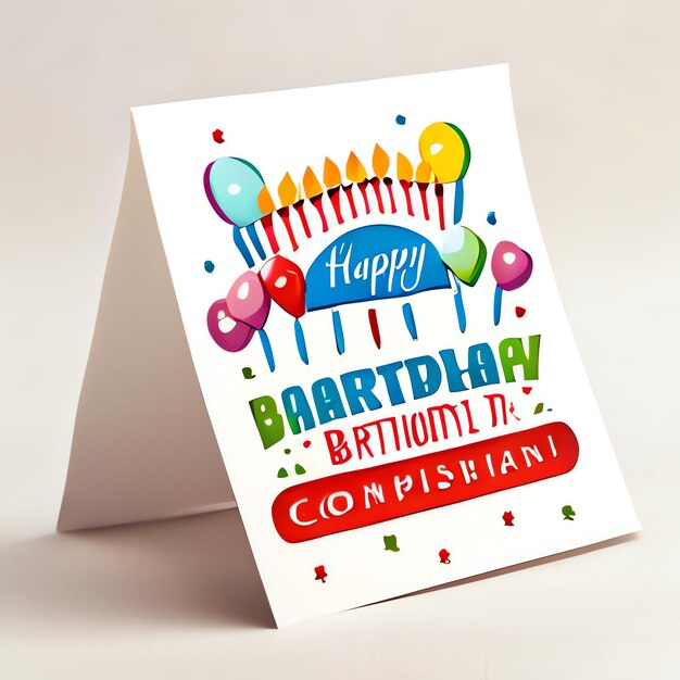 Photo illustration of card with the text happy birthday cake