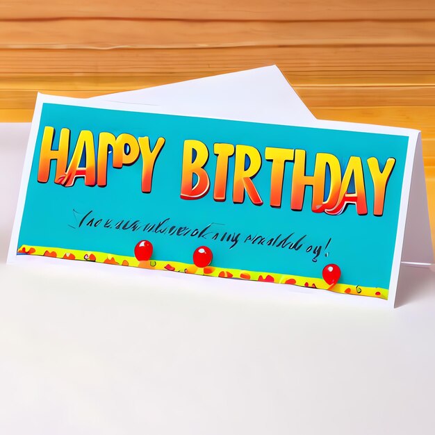 Photo illustration of card with the text happy birthday festivity