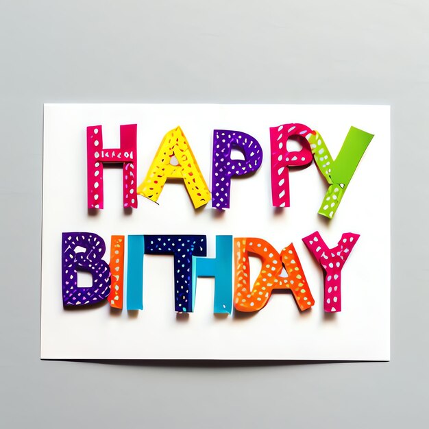 Photo illustration of card with the text happy birthday festivity