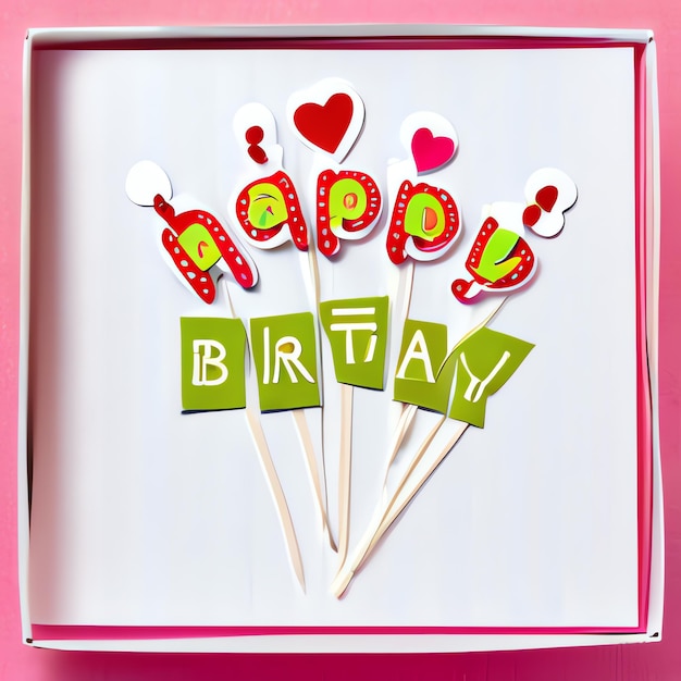 Photo illustration of card with the text happy birthday happiness