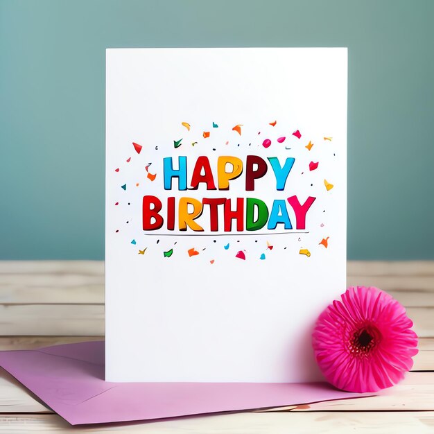 Foto illustrazione di carta con il testo happy birthday happy day