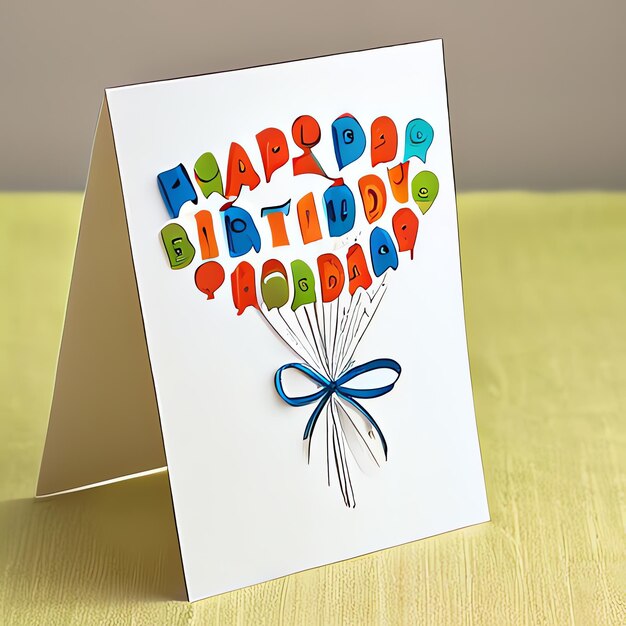 Photo illustration of card with the text happy birthday joy