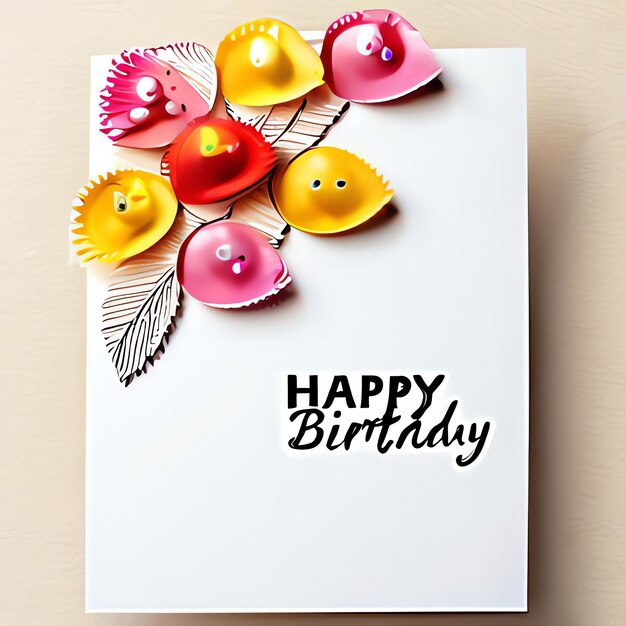 Photo illustration of card with the text happy birthday laughter