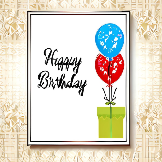 Illustration of card with the text Happy Birthday memories