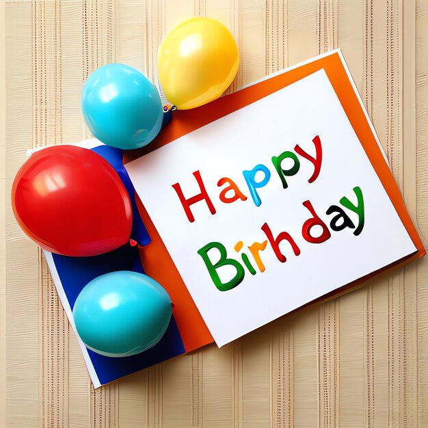 Photo illustration of card with the text happy birthday party