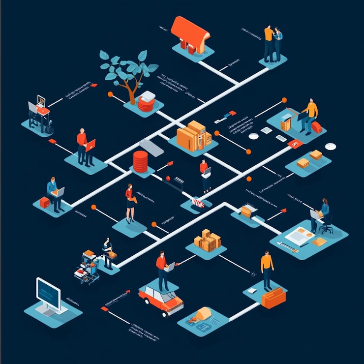 Photo an illustration of career progression paths within a company shown as a flowchart