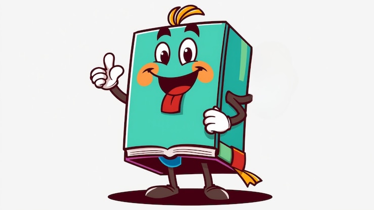 Photo illustration of cartoon book on white background