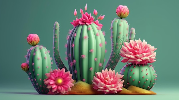 Photo illustration cartoon cactus