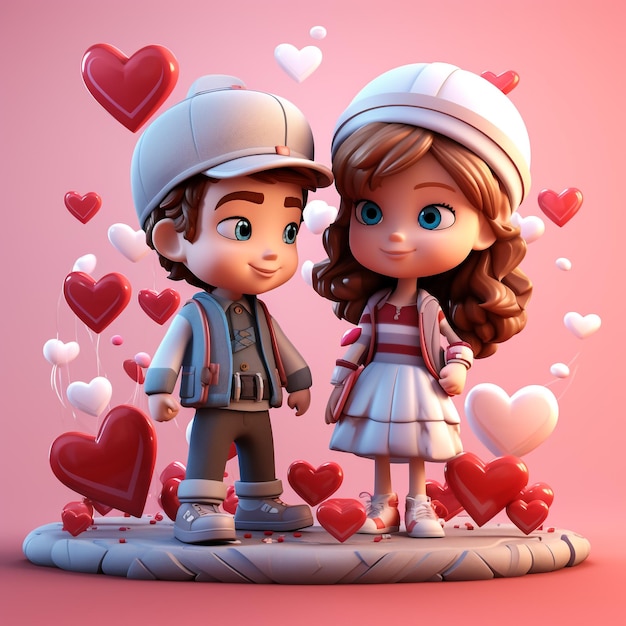 Иллюстрация мультфильма Кошки пара в день святого Валентина Любовь история любви отношения
