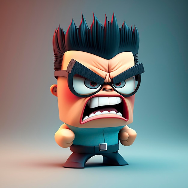 Photo illustration cartoon character with an angry look on his face ai generative