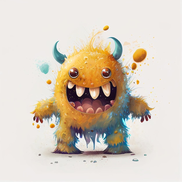 Illustration cartoon cute monsters on isolated background\
created with generative ai technology