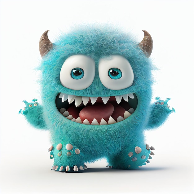 Photo illustration cartoon cute monsters on isolated background created with generative ai technology